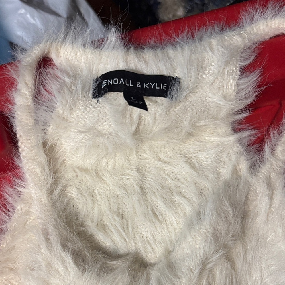 Kendall & Kylie Fluffy White Sleeveless Top - Picture 2 of 2